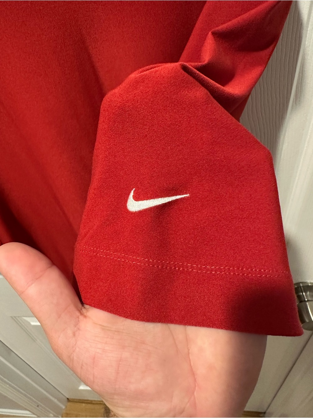 Nike Golf Dri-Fit UV Mock Neck Shirt Mens Large Red Royal Oaks Country Club - Picture 3 of 7